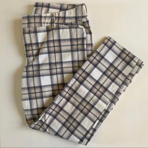 Old Navy Plaid Ankle Pants - Gray and Cream